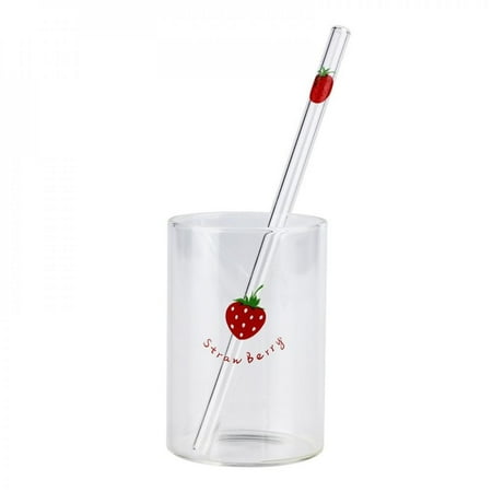 

Clearance Sale!Small Fresh with Straws Girl Heart High Borosilicate Pyrex Milk Juice Water Glass Kitchen Drinkware A