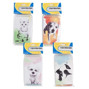 MEMO BOOKS 60 SHEETS 3X5 S/4 DOG & CAT COVERS STAT PBH, Case Pack of 36