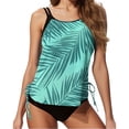 thumbnail image 4 of Summer Swimsuits 2 Piece,Women's Tankini Swimsuits Two Piece Athletic Bathing Suit with Flowy Tank Top Print Swim Shorts Summer Beach Swimwear,Green,M, 4 of 6