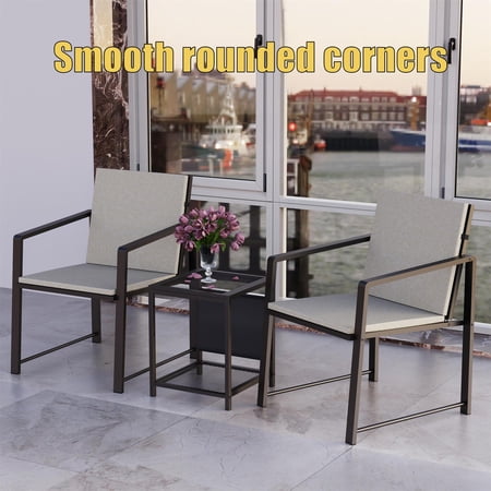 ANYHI 3 Pieces Patio Conversation Set Outdoor Furniture Chairs Set and Table