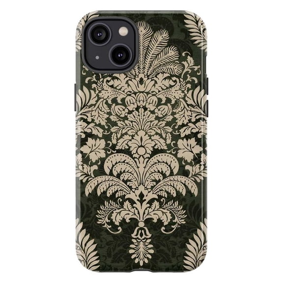 Elegant Vintage Damask Phone Case, Dual Layer Protective Phone Cover, Classic Floral Baroque Design for iPhone 16 15 14 13 12 11 Pro Plus Mini