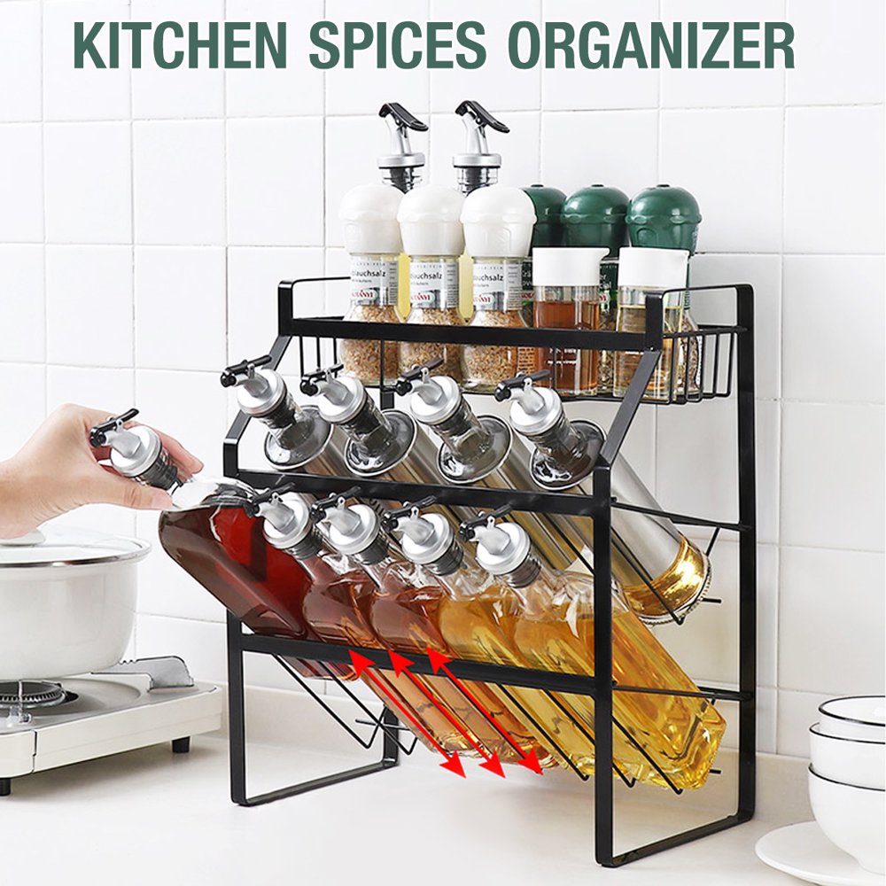 13.6*7.9*15.4in WallMounted Spice Organizer Rack Gripper Clip Strips for Kitchen