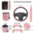 thumbnail image 3 of Jeiento Soft Pastel Pink Leopard Car Interior Complete Set 15 Pack, Universal Seat Protector Rearview Mirror Cover Storage Organizer Seatbelt Pads for Women Vehicles, 3 of 9