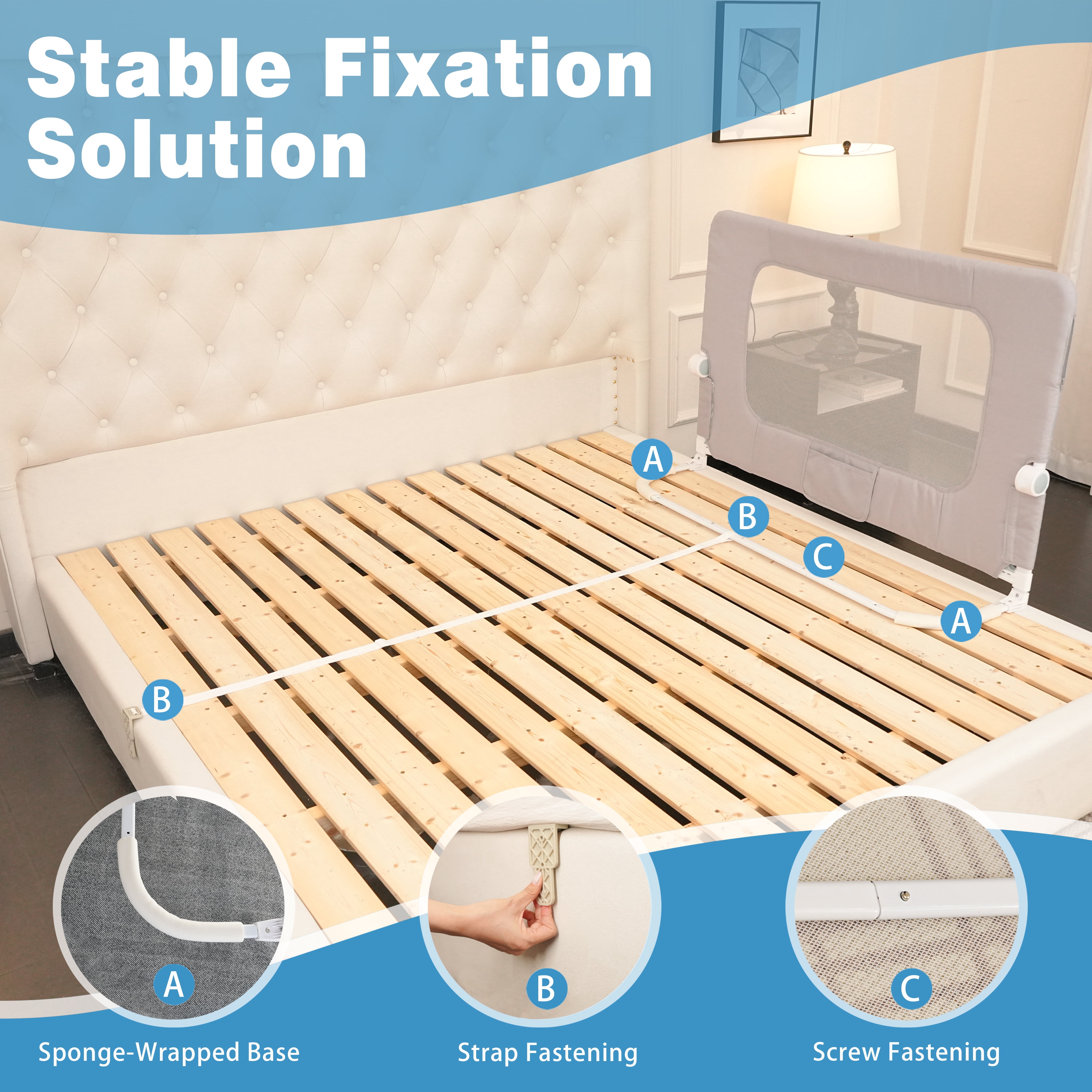 DealnaStar Bed Rail for Toddlers,Foldable Baby Bed Rail-47"/120cm  Height Adjustable Safety Guard for Kids, Universal Fit Twin/Full/King/Queen Beds.