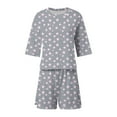 thumbnail image 7 of biudgviw Pajama Sets for Women 2 Piece Print Short Sleeve Loungewear Comfy Soft Crew Neck T-Shirts with Elastic Waist Shorts Sleepwear Set, 7 of 7