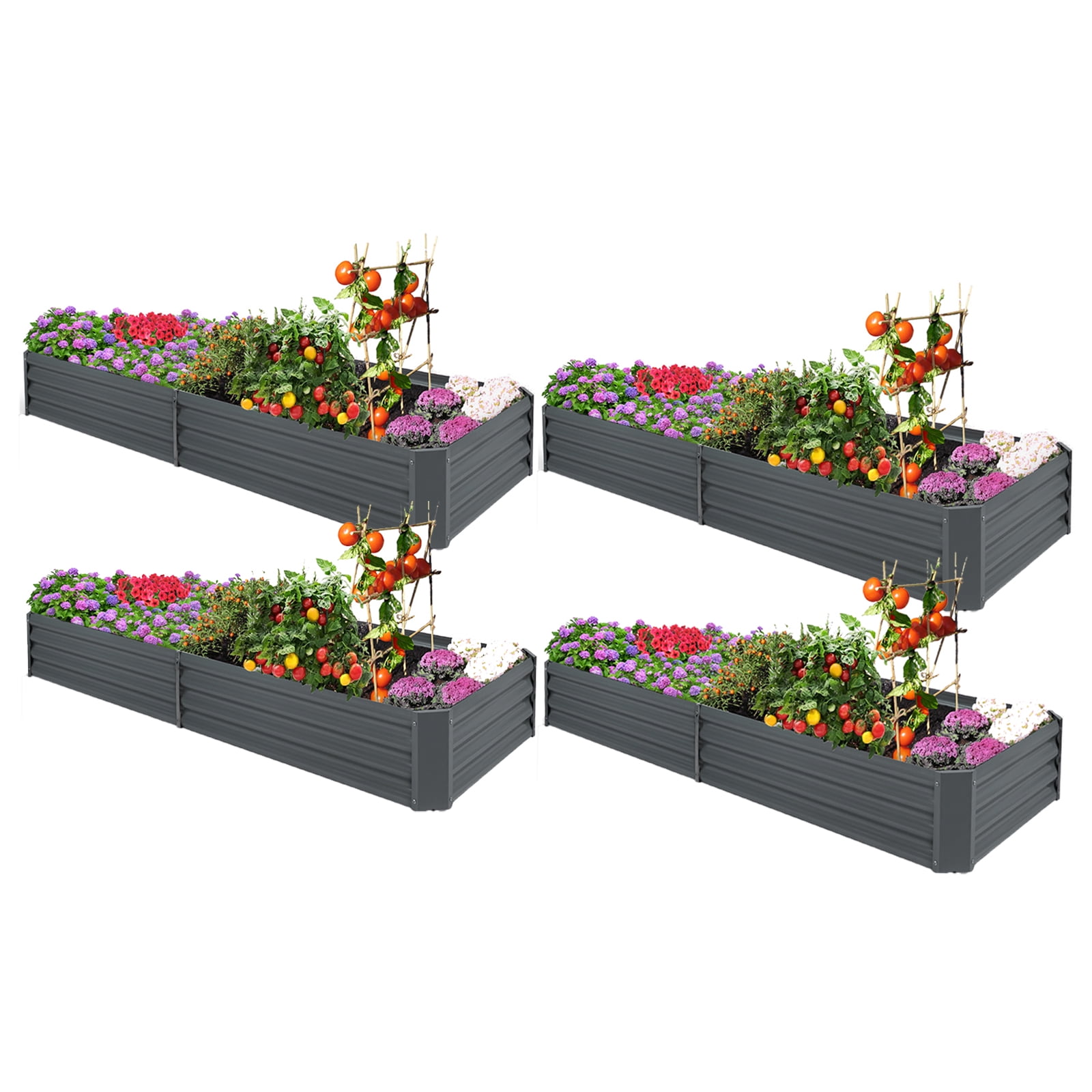 4pack 8x3x1ft Galvanized Raised Garden Bed Large Metal Elevated Planter