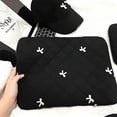 thumbnail image 2 of Black Quilted Laptop Sleeve Bag with Bow Detail Large Size, 2 of 7