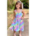 thumbnail image 3 of Xingqing Toddler Baby Girl Rainbow Printing Button Straps Ruffled Sling Sleeveless Skirt, 3 of 8