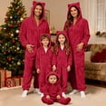 thumbnail image 2 of Matching Christmas Pajamas Home Wear Hoodid Pajamas Long Sleeve Zip Up Union Suits Fleece Festival Party Sleepwear Red(Mom) 2XL, 2 of 8