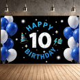 thumbnail image 7 of Colorful Balloons Birthday Banner Decorative Stars Cake Design Party Backdrop Happy 10th Birthday for Kids Celebration Indoor Decoration Photo Shoot, 7 of 7