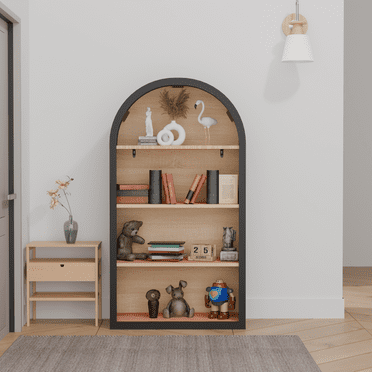 YINGYING 43 " Tall Arched Bookshelf, 4 Tiers Arch Bookcase with Storage, Modern Book Shelf with Open Shelves Storage Display Cabinet for Living Room, Office