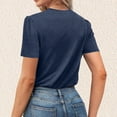 thumbnail image 5 of Women Summer Tops Womens Tops Dressy Casual V Neck Short Sleeve Shirts Loose T Shirts Trendy Tunic Blouses Comfy Long Sleeve for Women And Blouses for Loose Graphic Tee Extra Small Long Blue S, 5 of 7
