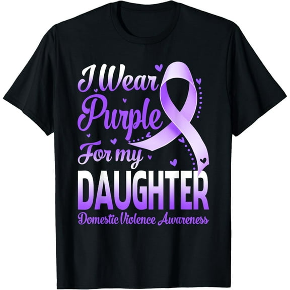 t-shirt I Wear Purple For My Daughter Domestic Violence Awareness T-Shirt mens，black，women，funny，journey，Crew Neck, Short Sleeve,custom clothing patterns.gift
