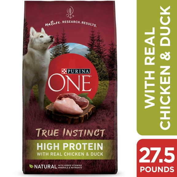 Purina ONE Natural, High Protein Dry Dog Food, True Instinct With Real Chicken & Duck, 27.5 lb. Bag