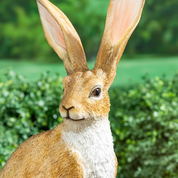 Bunny Blooms Garden Statue, Resin Hare Statue, 21"H
