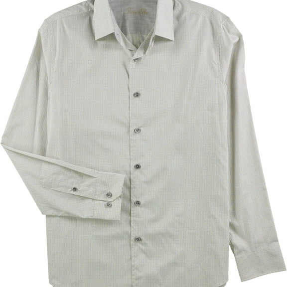 Tasso Elba Mens Printed Button Up Shirt, White, Small