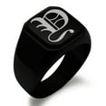 thumbnail image 1 of Stainless Steel Letter Y Initial Old English Monogram Engraved Engraved Square Flat Top Biker Style Polished Signet Ring, 1 of 1