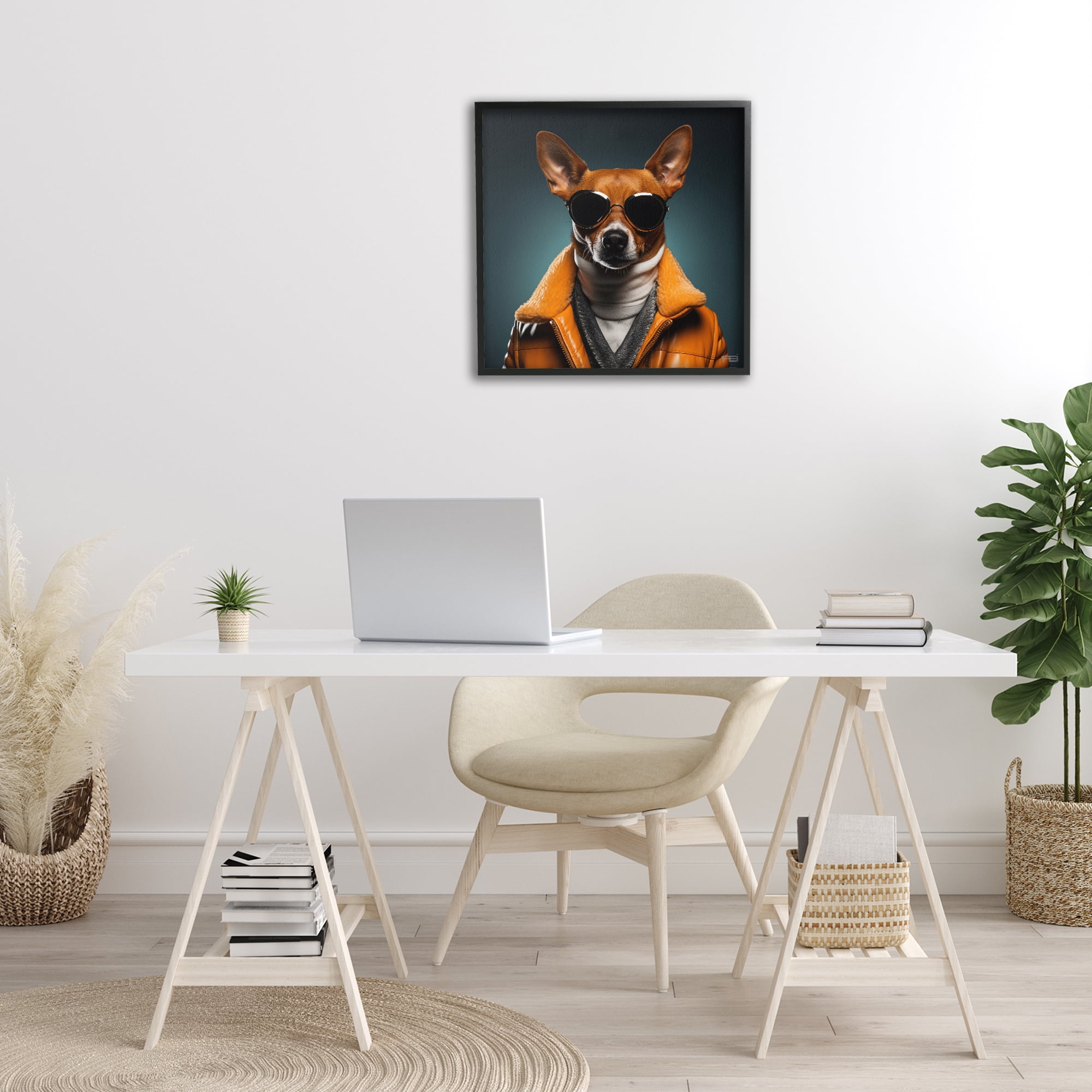 Stupell Industries Stylish Dog with Sunglasses Animals & Insects Painting Black Framed Art Print Wall Art, 24 x 24