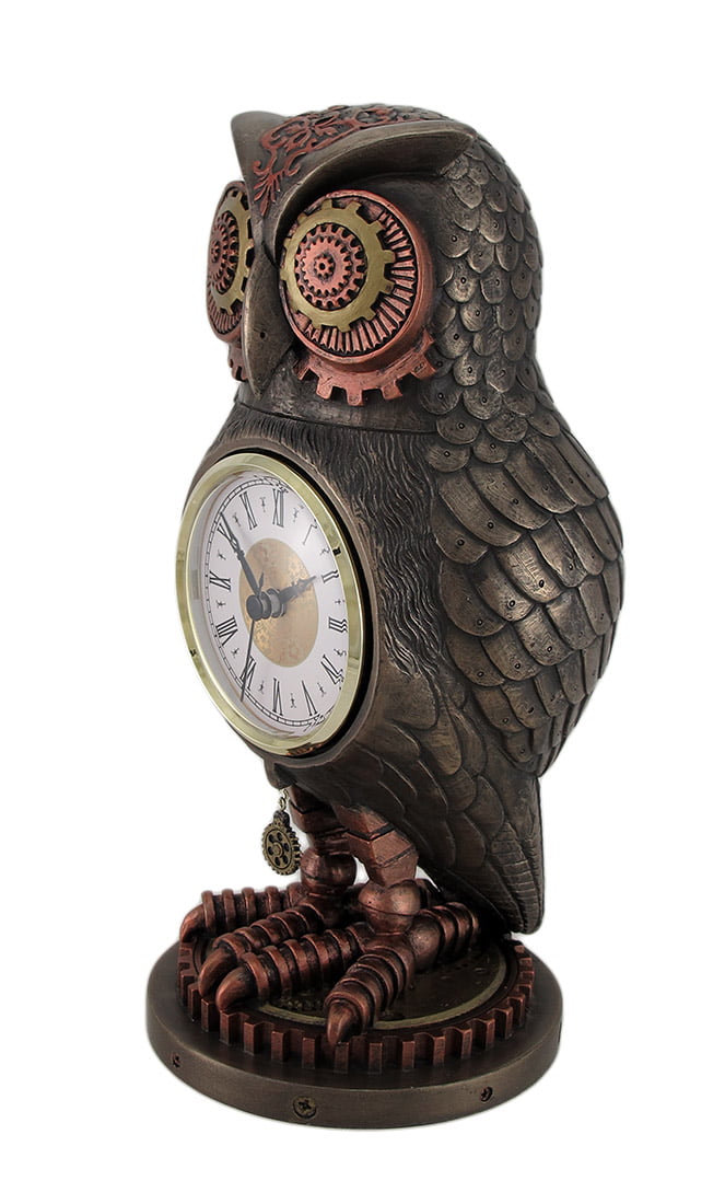 Veronese Design WU76683V4 Steampunk Owl Mantel Clock