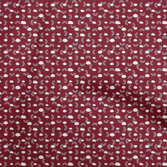 oneOone Cotton Cambric Maroon Fabric Cloud Diy Clothing Quilting Fabric Print Fabric By Yard 56 Inch Wide