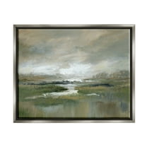 Stupell Industries Rural Stream Nature Landscape Landscape Painting Gray Floater Framed Art Print Wall Art