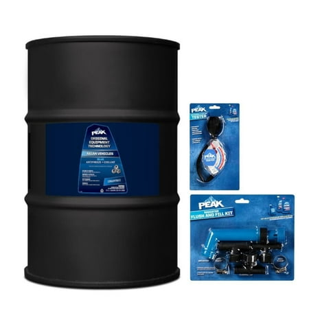 PEAK OET Asian Antifreeze/Coolant, Concentrate Blue POAT, 400,000 Miles/15 Years for Car, SUV & Truck, 55-gal Drum, PEAK Accessories Included