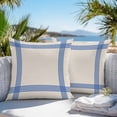 thumbnail image 5 of Blue Striped Outdoor Pillow Covers Set of 2 Simple Stripe Vintage Linen Texture Waterproof Throw Pillow Case Decorative Square Cushion Cover for Patio Couch Garden Balcony, 18"x18", 5 of 9