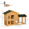 thumbnail image 3 of PawHut 59" Wooden Rabbit Hutch 2 Tier Bunny House Pet Playpen Enclosure for Indoor Outdoor with Slide-out Tray, Ramp, for Rabbits and Small Animals, Orange, 3 of 10