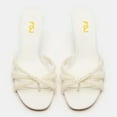 thumbnail image 4 of FSJ Women Strappy Kitten Heel Flip Flops Open Toe Low Heels Thong Sandals Fashion Party Dress Mules Sexy Casual Shoes Size 12 Ivory White Pearl, 4 of 5