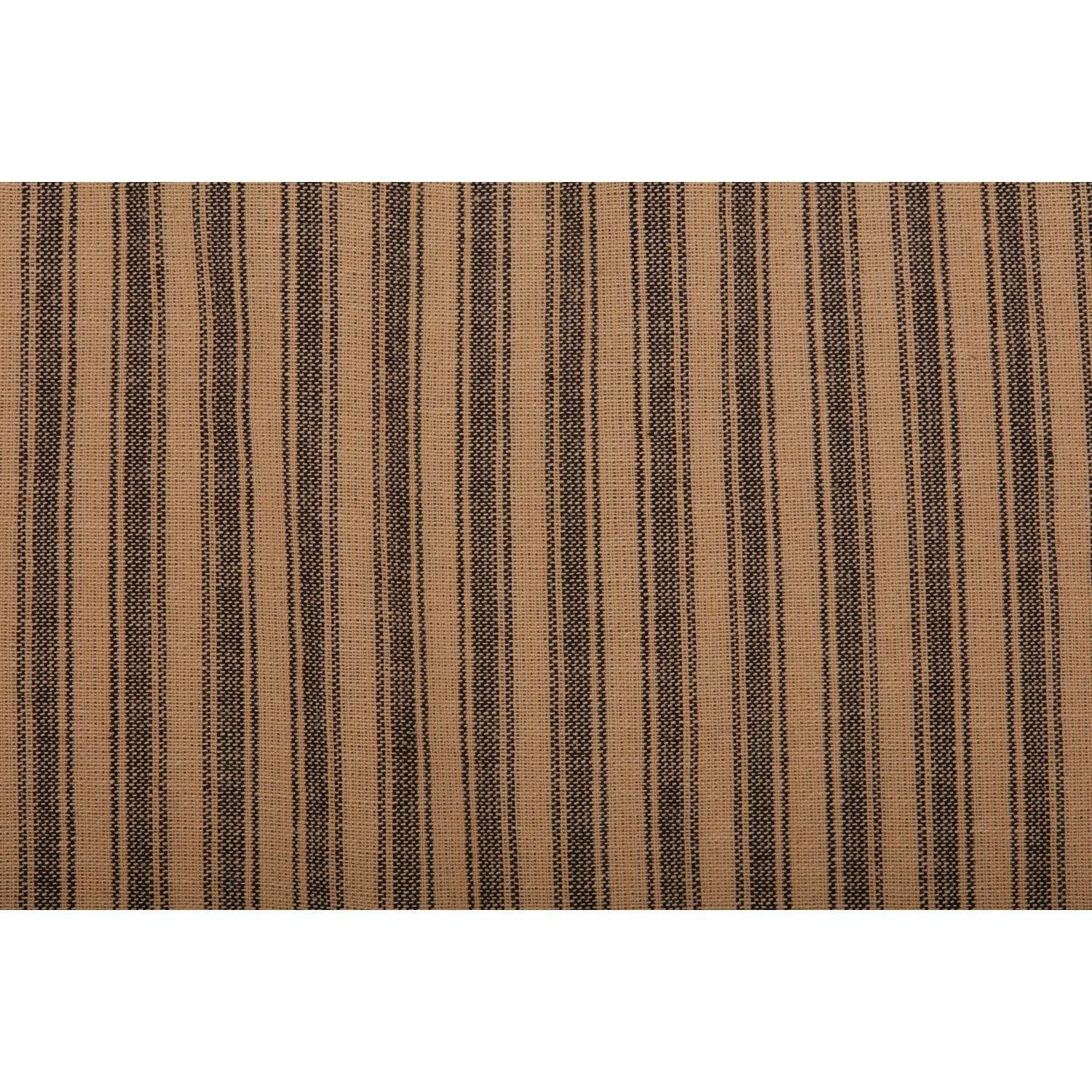 VHC Brands Farmhouse Star Ticking Striped Cotton Primitive Split Corners Gathered King Bed Skirt, Charcoal Black