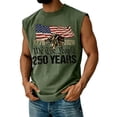 thumbnail image 2 of 250 Years" Bold Header Muscle Tank with Eagle Clutching American Flag and "1776-2026" Date Box, Sleeveless Design for Gym or Casual Wear Army Green L, 2 of 4