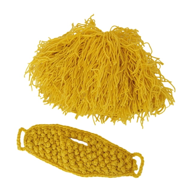 Gorros con barba de punto, vestido elegante, cómodo accesorio de máscara de esquí, gorro cálido, gorro de punto para adulto amarillo
