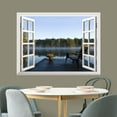 thumbnail image 3 of wall26 Removable Wall Sticker/Wall Mural - Peaceful Lake View with a Chair on a Wooden Pier | Creative Window View Wall Decor - 24 Inchx32 Inch, 3 of 4