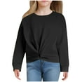 thumbnail image 4 of Ohufall Kids Long Sleeve Shirts for Girls 4-12 Years, Trendy Loose Comfy Twist Knot Front Pullover Tops Cute Solid Color Casual Crew Neck T-Shirts for Little Girls, 4 of 6