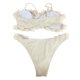 thumbnail image 4 of Gibobby Trajes de Baño Mujer Conjunto de bikini de traje de baño con correa de ajustable con cuello en V y cintura alta sexy a la moda para mujer(Blanco,CH), 4 of 5