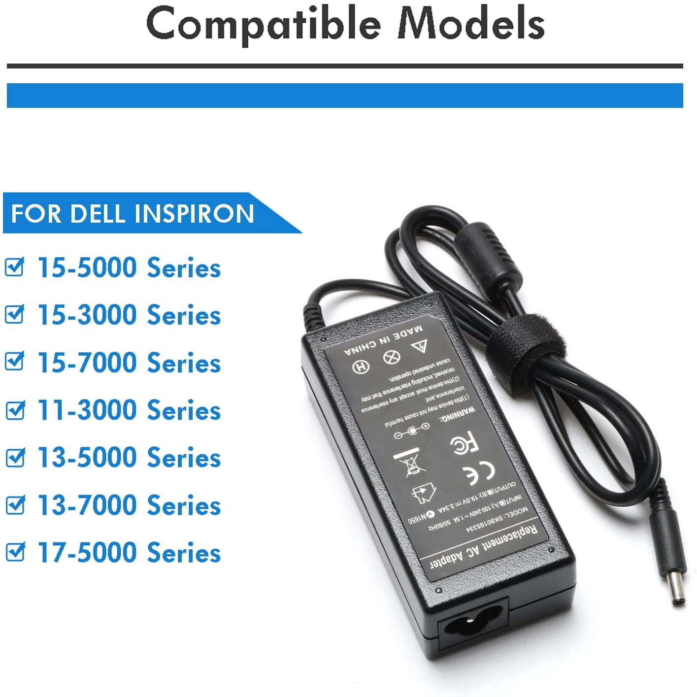 65W AC Adapter Laptop Charger Compatible for Dell Inspiron 15 5558