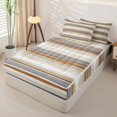 thumbnail image 2 of Erosebridal Modern Horizontal Stripe Zipper Twin Comforter Sets with Fitted Sheet and 2 Pillowcases,Textured Gradient Wash Zipper Bedding Set,Beige Grey,Reversible, 2 of 6