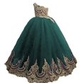thumbnail image 1 of Robe de Bal en Tulle de Dentelle Dorée pour une Occasion Spéciale, 1 of 2