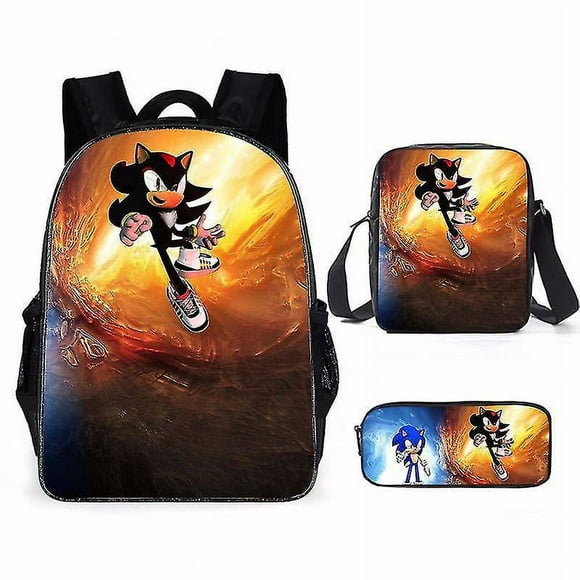 Sonic Primary School School Bag Three-piece Set Anime Cartoon Backpack Shoulder Bag Pencil Case High Quality Ultra-high Quality Advanced Customization