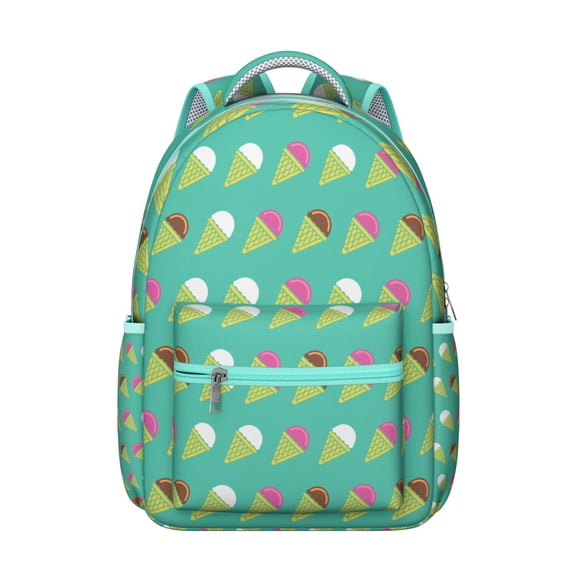 Ice Cream Print Laptop Bag - Fashionable Backpack for School & Work, Durable Fabric, Multiple Compartments for Organization