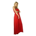 thumbnail image 3 of Bimba Women Long Red Maxi Dress Embroidered Neck Trendy Chic Clothing, 3 of 5