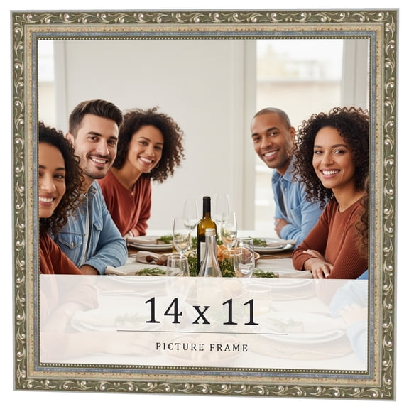 14x11 Frame Silver Solid Wood Picture Frame Width 1.125 Inches | Interior Frame Depth 0.375 Inches