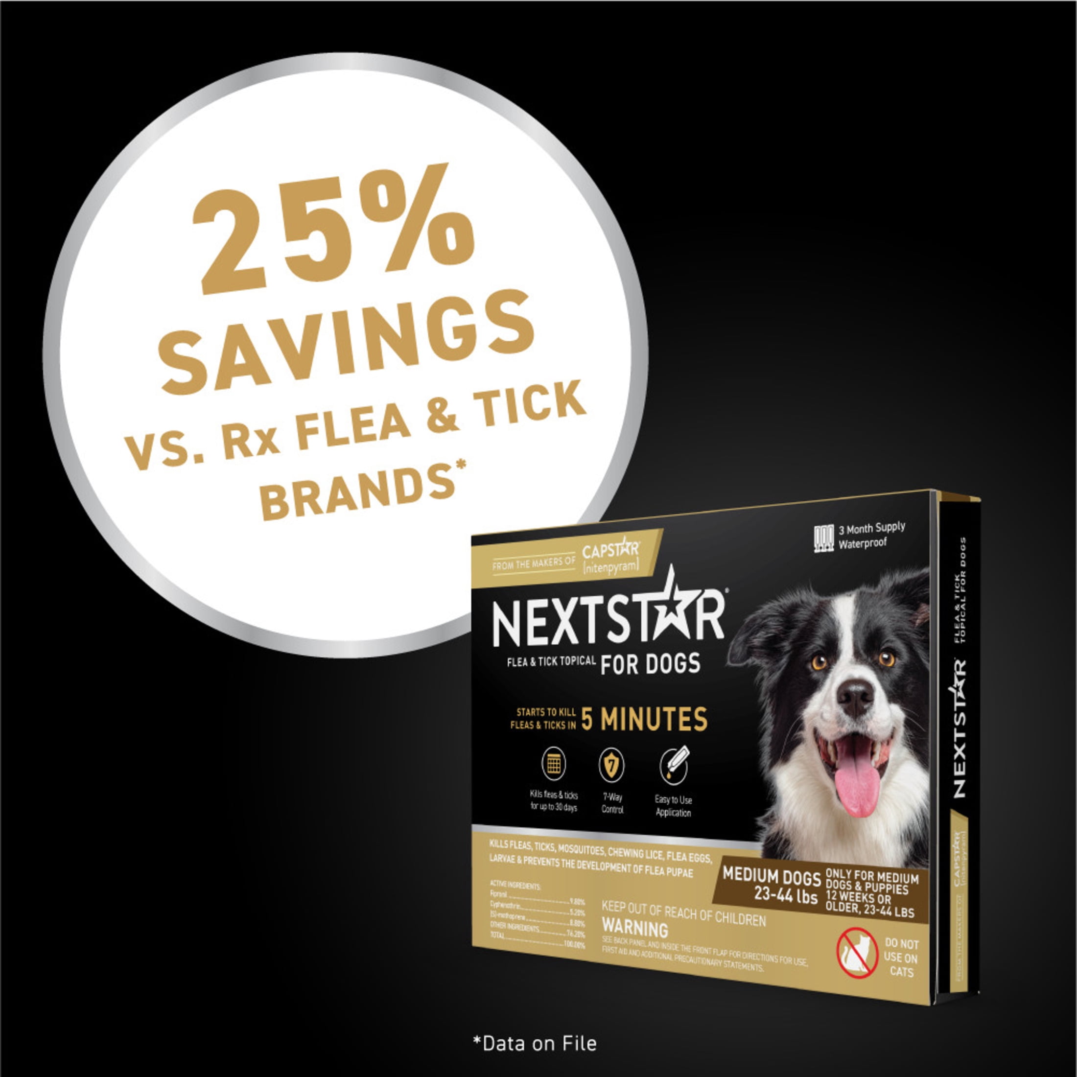 NEXTSTAR Flea & Tick Topical Prevention for Dogs 23-44 lbs, 3-Month Supply