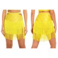 thumbnail image 6 of Aislor Women's Rhinestone Shiny Latin Dance Fringe Hem Salsa Tango Ballroom Performance Skirt Yellow L, 6 of 6