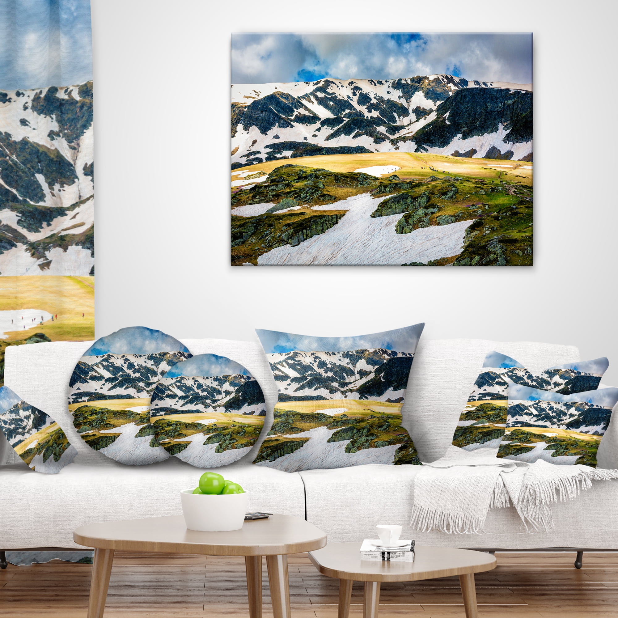 Designart Rila lakes and Mountains in Bulgaria - Landscape Printed Throw Pillow - 18x18