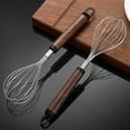 thumbnail image 3 of Stainless Steel Wire Whisk, Wooden Handle Kitchen Multi Function Non Stick Balloon Whisk ,Manual Eye Diggers Paring Knife Scraping Knife for Blending Whisking, Beating, Frothing, 3 of 7