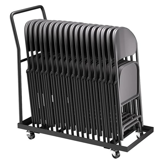 Folding Chair Cart with Wheels,L-Shaped Folding Chair,300 LBS Load Heavy-Duty Metal Cart for 25 Chairs,Apply to Large Business Bonferences,Weddings and Various Events