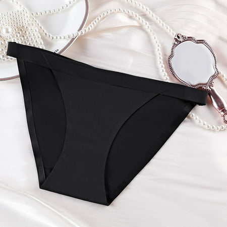 Akiihool Women Panties Seamless Women Underwear High Waist Cotton Briefs Ladies Panties Tummy Control Panty Full Coverage (Black L)