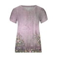 thumbnail image 4 of ICHUANYI Clearance Fashion Women's Summer V-Neck Short Sleeve Print Casual T-shirt Blouse(Pink, XL) ICHUANYI WER2023081510079, 4 of 4