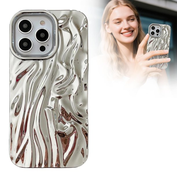 Teléfono con textura plisada 3D para iPhone/ Funda elegante y protectora